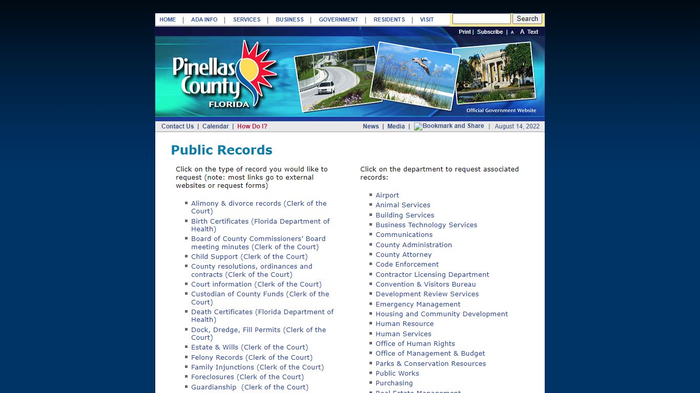 Pinellas County, Florida Public Records